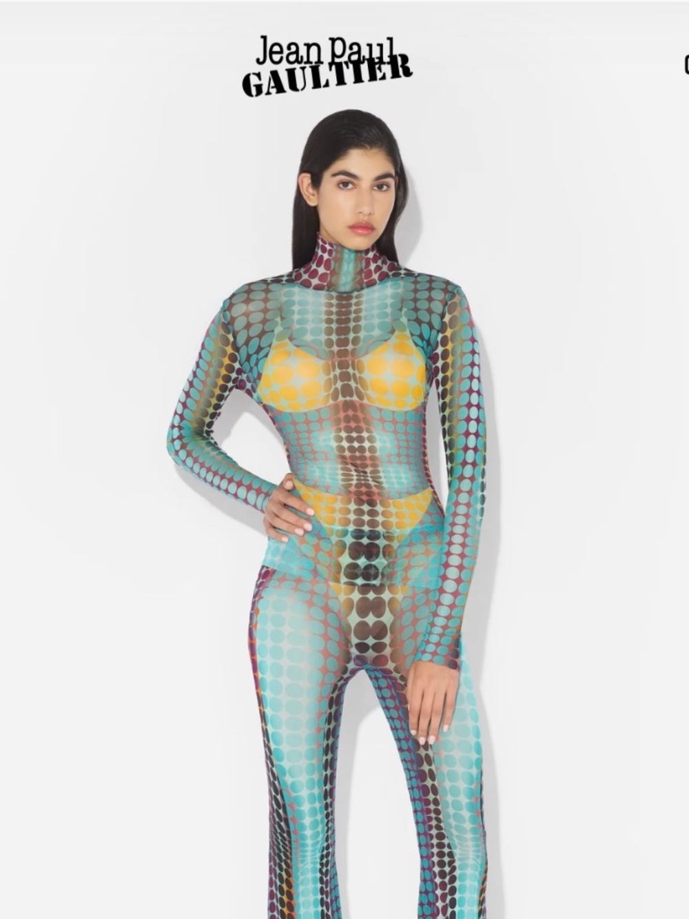 NWT Jean Paul Gaultier The Blue Dots Mesh Top